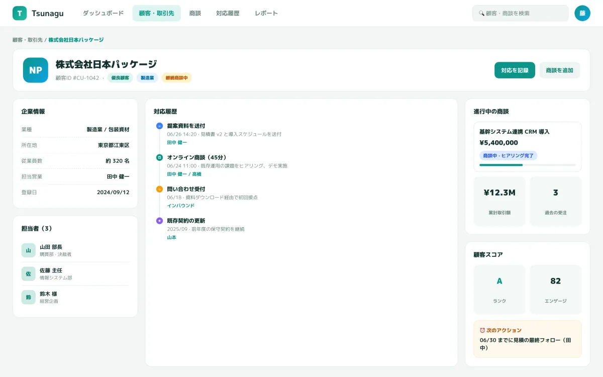 Tsunagu — Customer Management (CRM) System screenshot 2