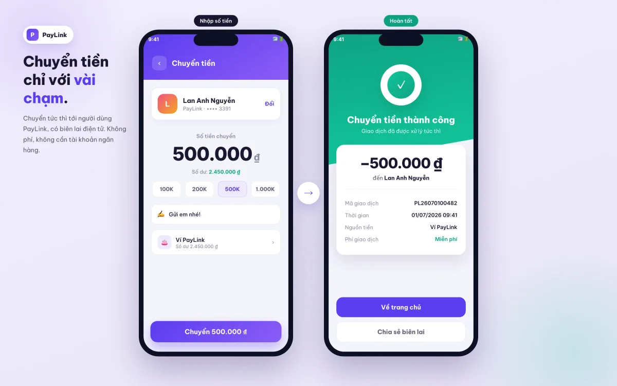 PayLink — Hệ sinh thái tài chính số (Mobile Money) screenshot 2